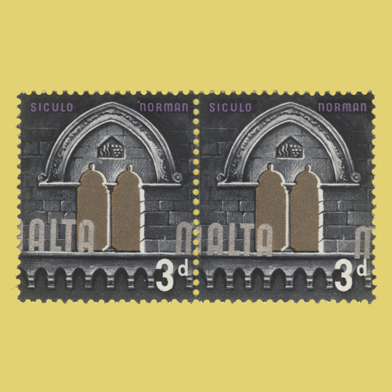 Malta 1965 (Variety) 3d Siculo Norman pair with silver shift