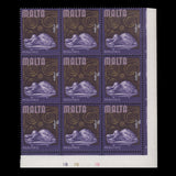 Malta 1965 (Variety) ½d Neolithic Era plate block with double pink