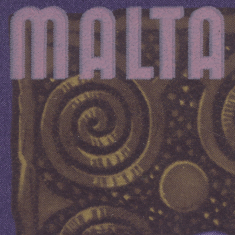 Malta 1965 (Variety) ½d Neolithic Era plate block with double pink
