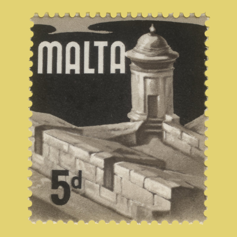 Malta 1970 (Variety) 5d Fortifications missing gold