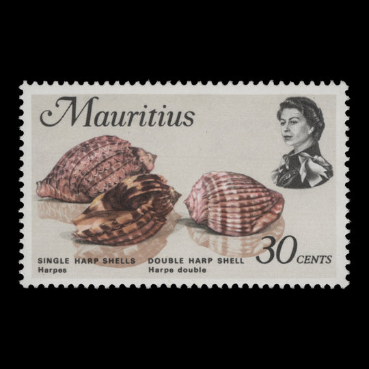 Mauritius 1975 (Variety) 30c Harp Shells with pale brown shift
