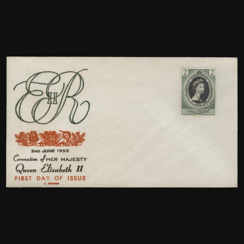 Montserrat 1953 Coronation first day cover, PLYMOUTH