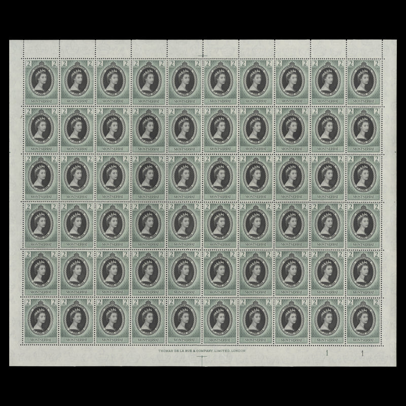 Montserrat 1953 (MNH) 2c Coronation plate 1–1 sheet of 60 stamps