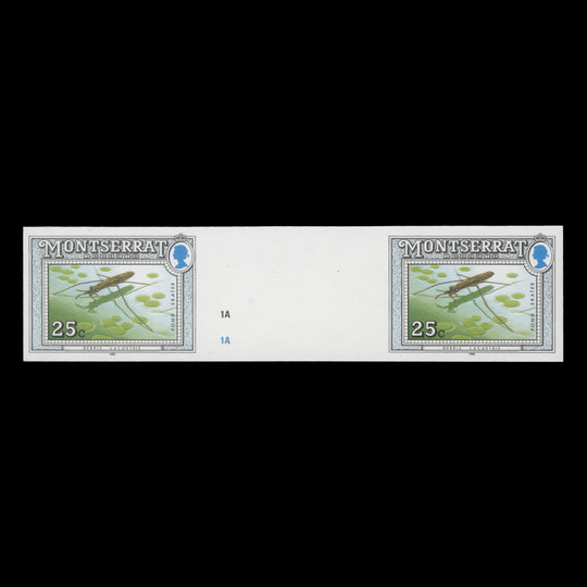 Montserrat 1992 (Variety) 25c Pond Skater imperf proof gutter pair