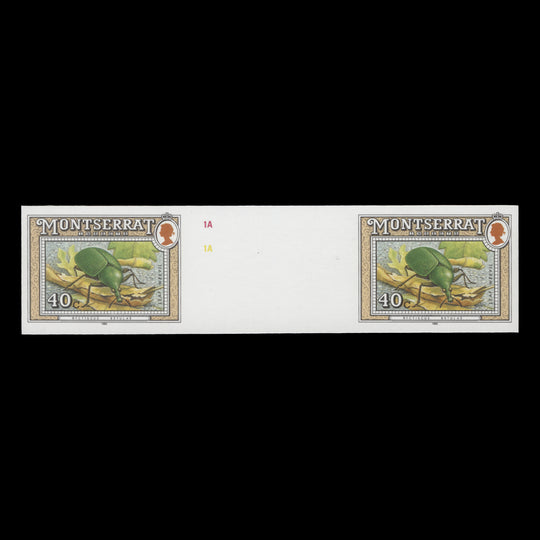 Montserrat 1992 (Variety) 40c Leaf Weevil imperf proof gutter pair
