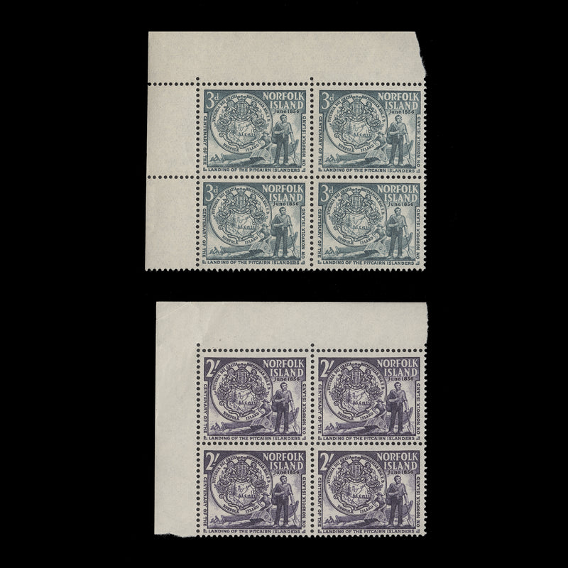 Norfolk Island 1956 (MNH) Landing of Pitcairn Islanders Anniversary blocks