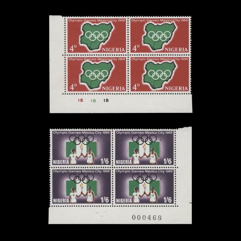 Nigeria 1968 (MNH) Olympic Games, Mexico blocks