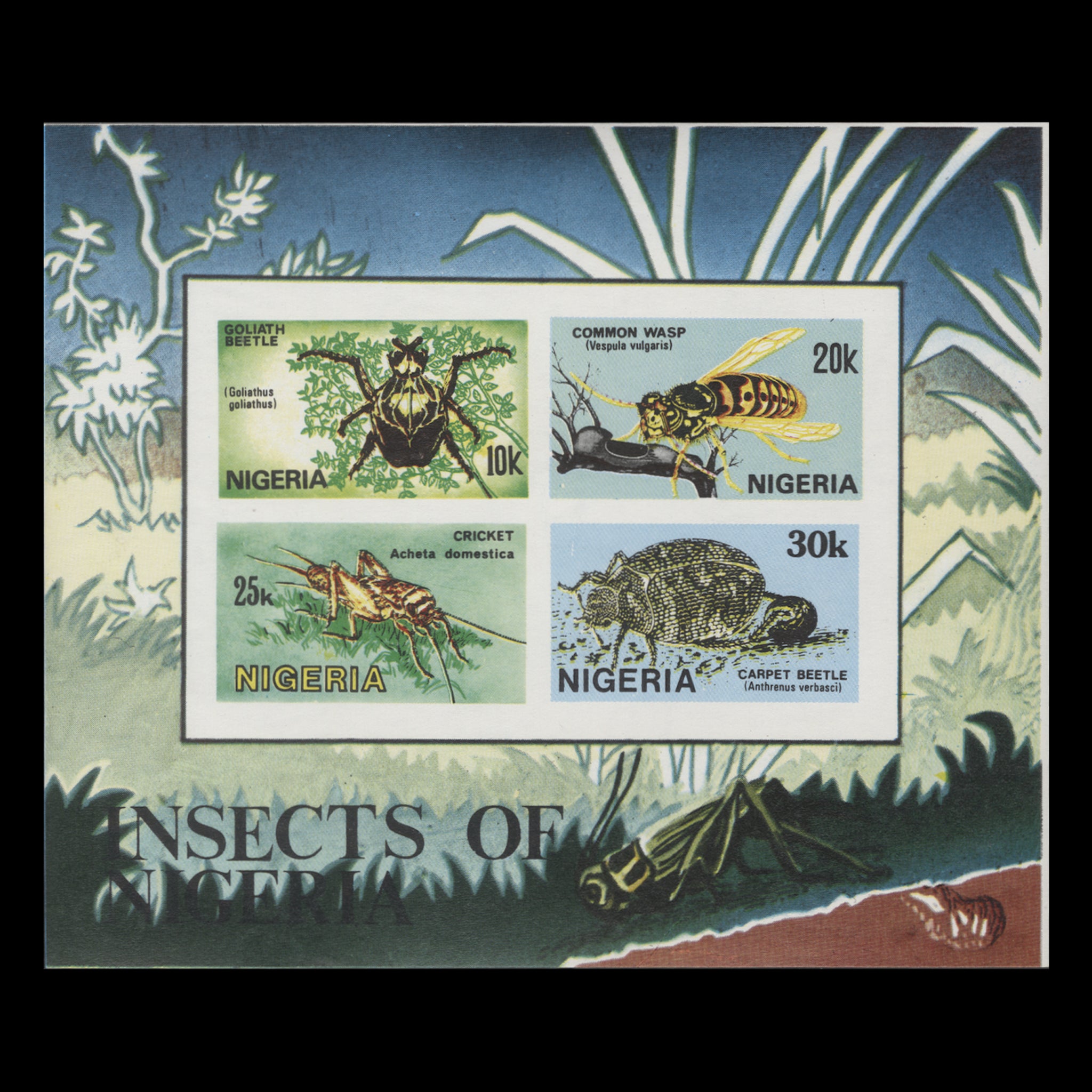 Nigeria 1986 (Variety) Insects imperforate miniature sheet – ZEBOOSE.COM