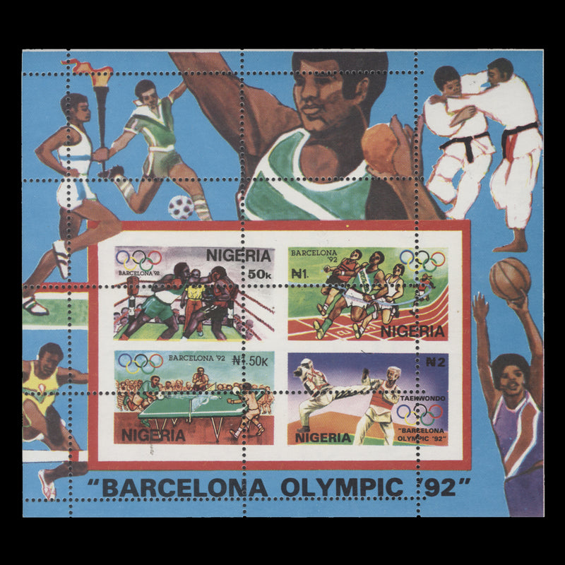 Nigeria 1992 (Variety) Olympic Games, Barcelona miniature sheet with perforation shift