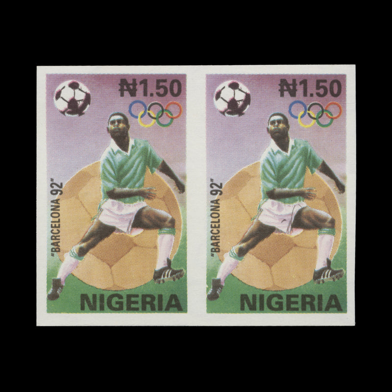 Nigeria 1992 (Variety) N1.50 Football/Olympic Games, Barcelona imperf pair
