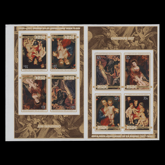 Niue 1977 Christmas miniature sheet imperf proof tête-bêche pair