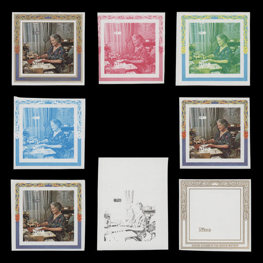 Niue 1985 Queen Mother's Birthday miniature sheet progressive proofs