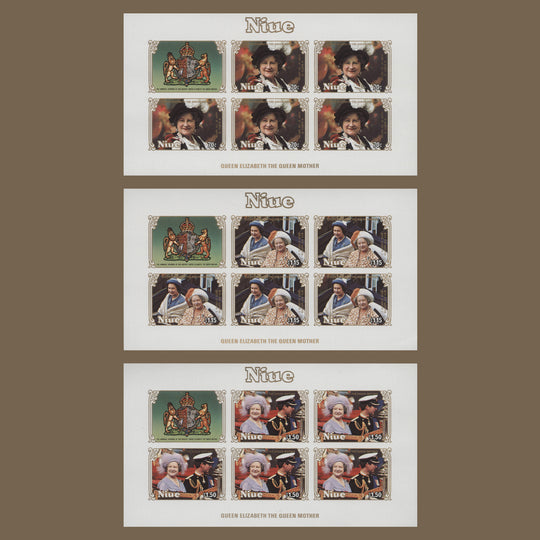 Niue 1985 Queen Mother's Birthday imperf proof sheetlets