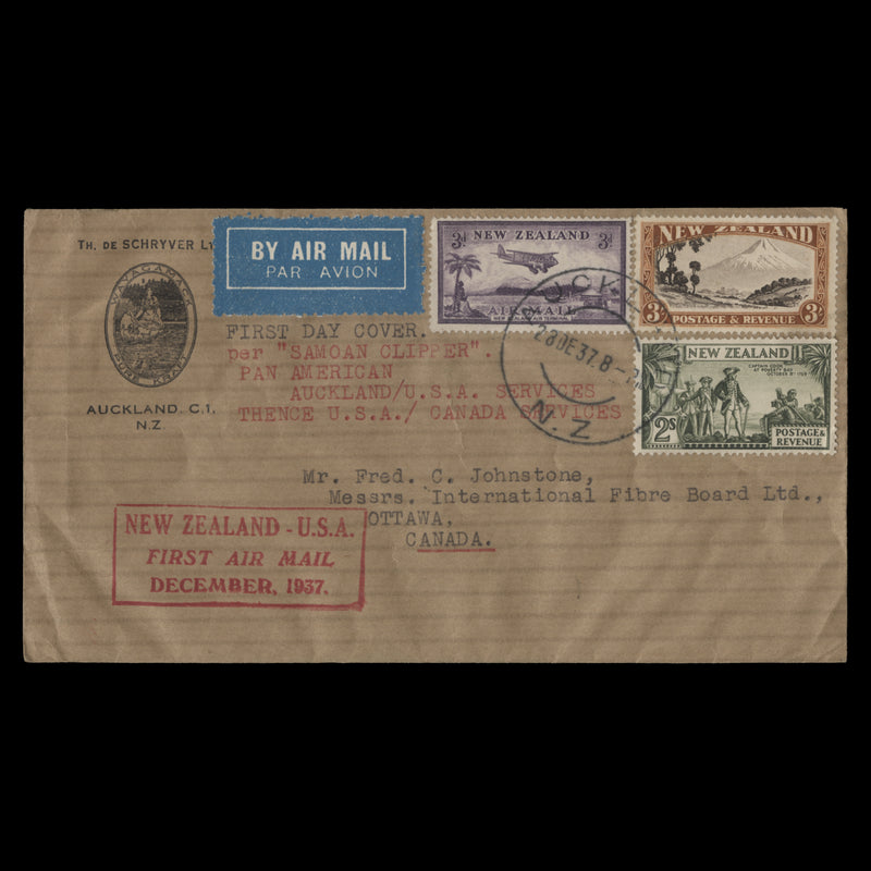 New Zealand 1937 New Zealand–USA first airmail commemorative cover, AUCKLAND