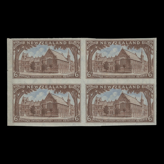 New Zealand 1950 Canterbury Centennial imperf proof block