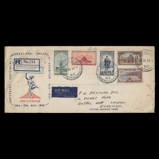 New Zealand 1950 Canterbury Centennial first day cover, CHRISTCHURCH