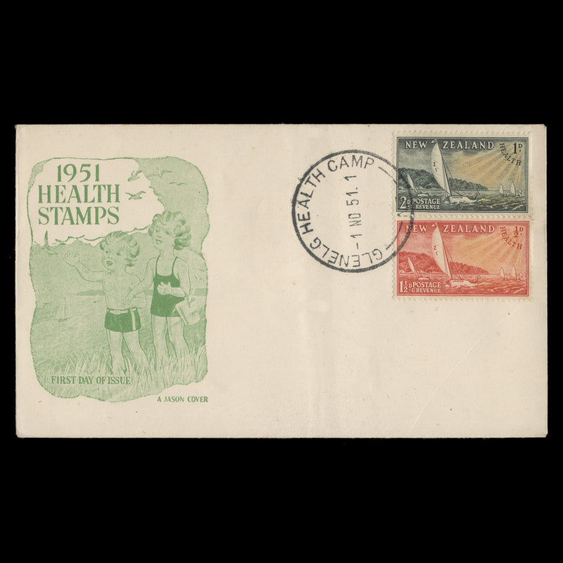 New Zealand 1951 Yachting first day cover, GLENELG HEALTH CAMP