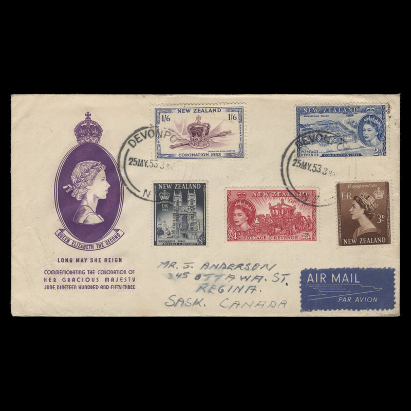New Zealand 1953 Coronation first day cover, DEVONPORT