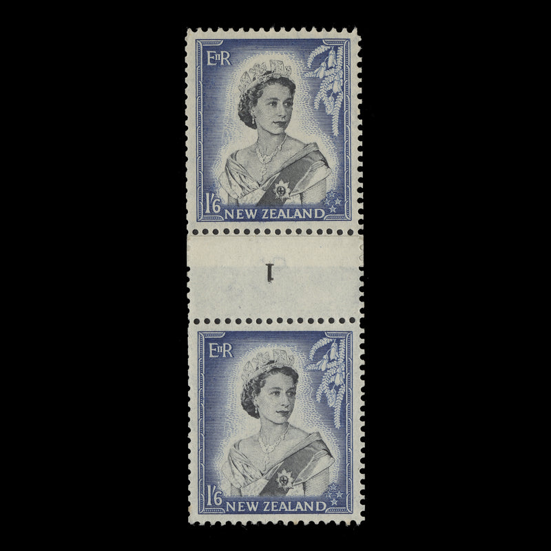 New Zealand 1956 (MNH) 1s6d Queen Elizabeth II coil join 1 pair