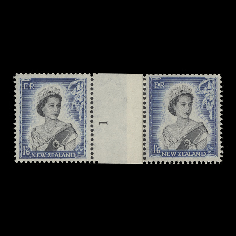 New Zealand 1954 (MNH) 1s6d Queen Elizabeth II coil join 1 pair