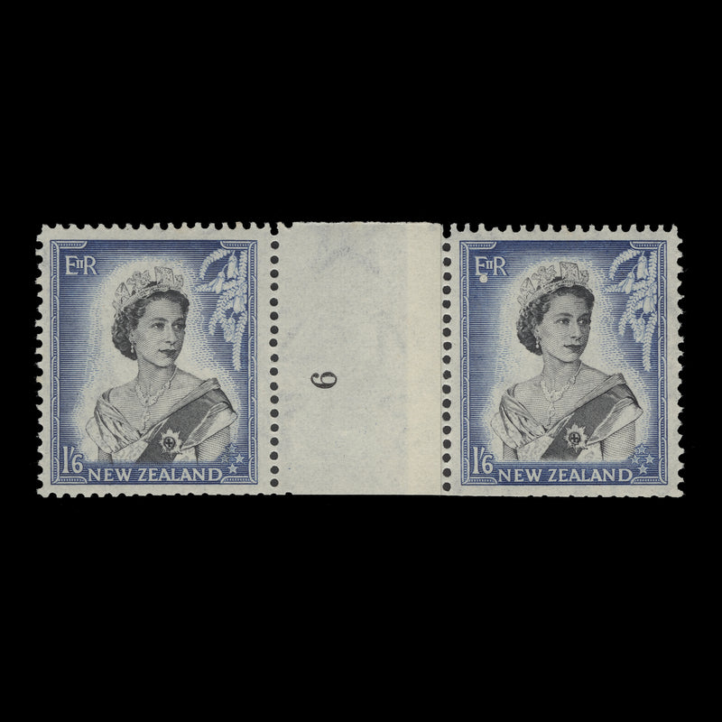 New Zealand 1954 (MNH) 1s6d Queen Elizabeth II coil join 6 pair