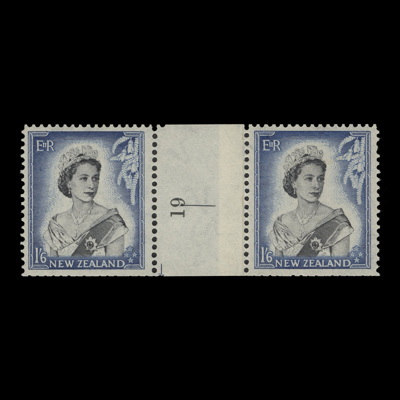 New Zealand 1954 (MNH) 1s6d Queen Elizabeth II coil join 19 pair