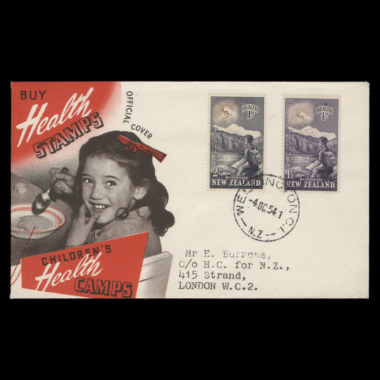 New Zealand 1954 Mountains first day cover, WELLINGTON