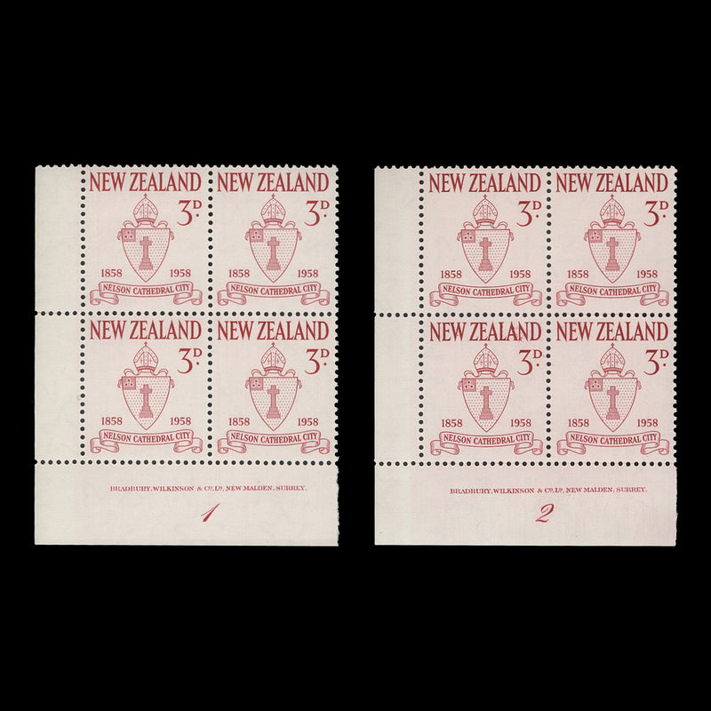 New Zealand 1958 (MNH) City of Nelson Centenary plate blocks