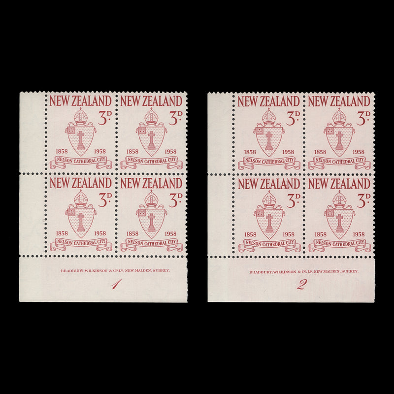 New Zealand 1958 (MNH) City of Nelson Centenary plate blocks