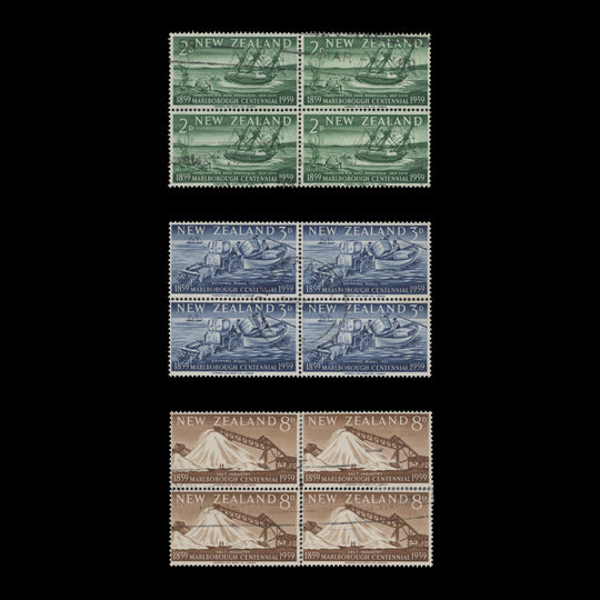 New Zealand 1959 (Used) Marlborough Centennial blocks
