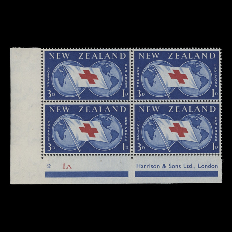 New Zealand 1959 (MNH) Red Cross Commemoration plate block