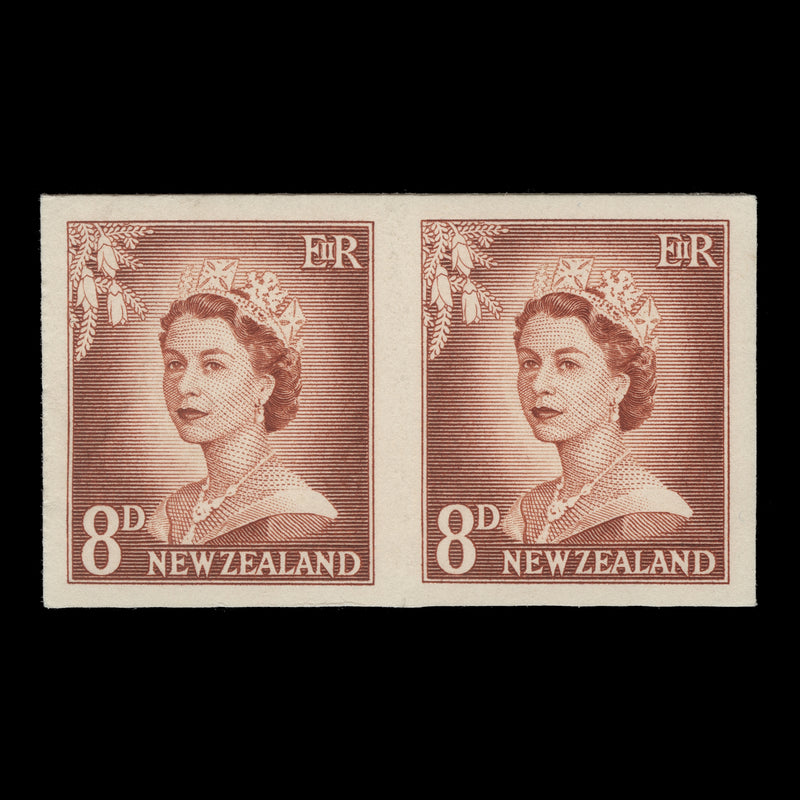 New Zealand 1959 (Variety) 8d Queen Elizabeth II imperf proof pair