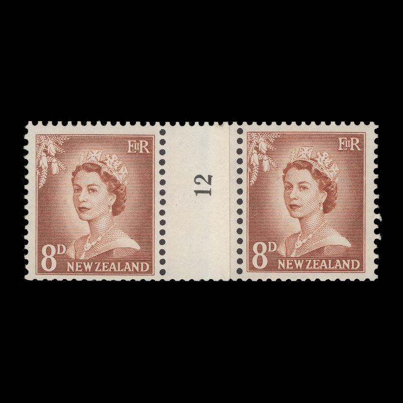 New Zealand 1960 (MNH) 8d Queen Elizabeth II coil join 12 pair