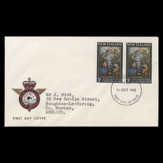 New Zealand 1965 (FDC) 3d Christmas pair, WELLINGTON