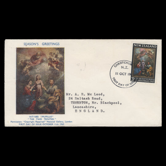 New Zealand 1965 (FDC) 3d Christmas, CHRISTCHURCH