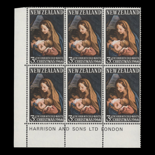 New Zealand 1966 (MNH) 3d Christmas imprint block