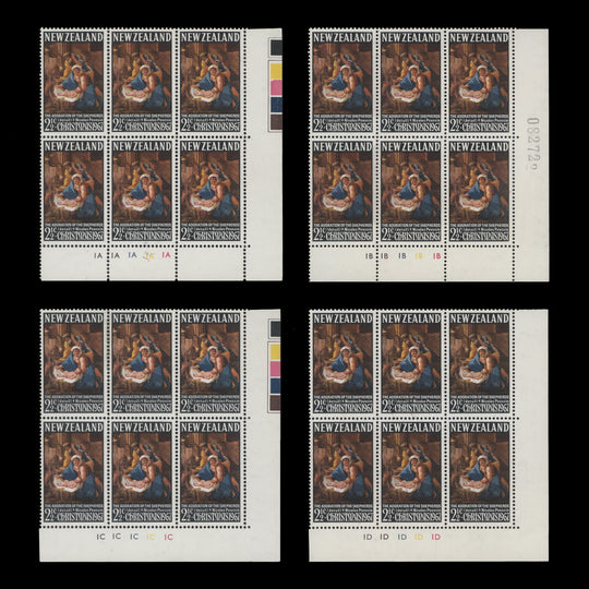 New Zealand 1967 (MNH) 2½c Christmas plate blocks