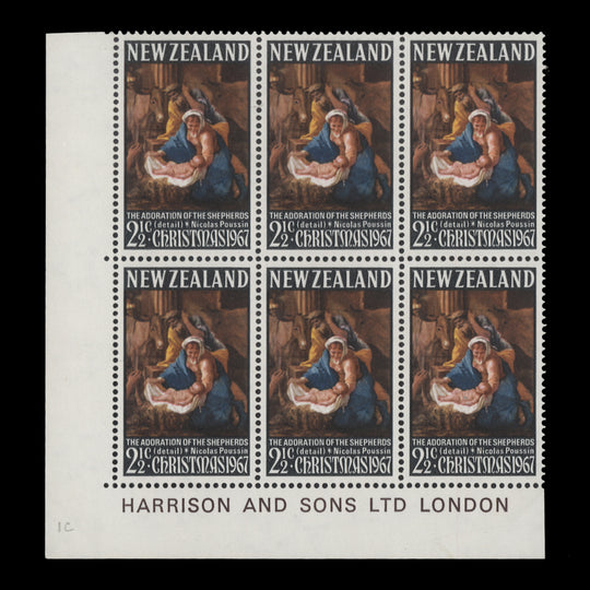 New Zealand 1967 (MNH) 2½c Christmas imprint block