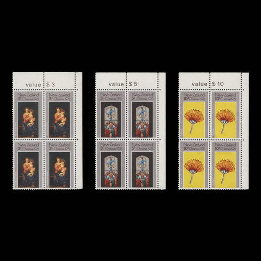 New Zealand 1972 (MNH) Christmas sheet value blocks