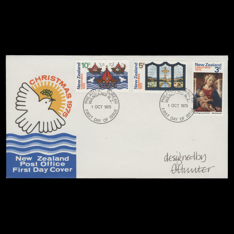 New Zealand 1975 Christmas first day cover signed by designer