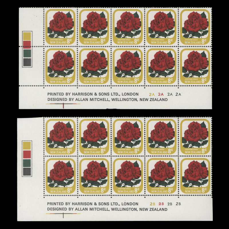 New Zealand 1976 (MNH) 8c Josephine Bruce imprint/plate blocks