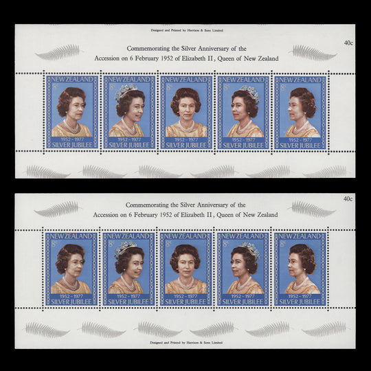 New Zealand 1977 (Variety) Silver Jubilee miscut miniature sheet