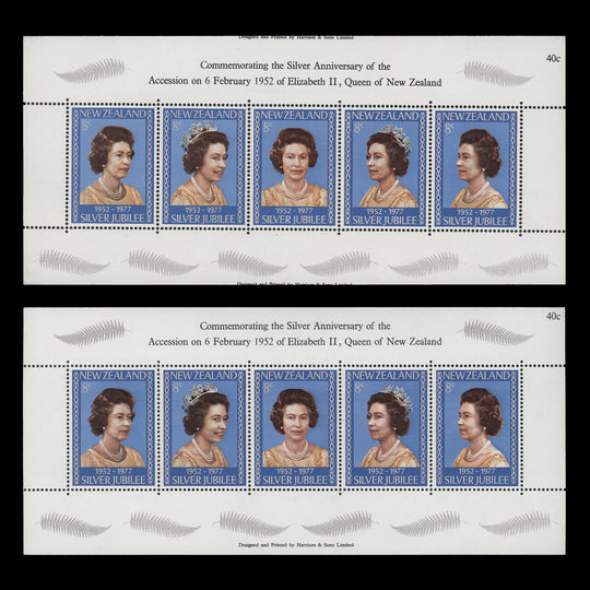 New Zealand 1977 (Variety) Silver Jubilee miscut miniature sheet
