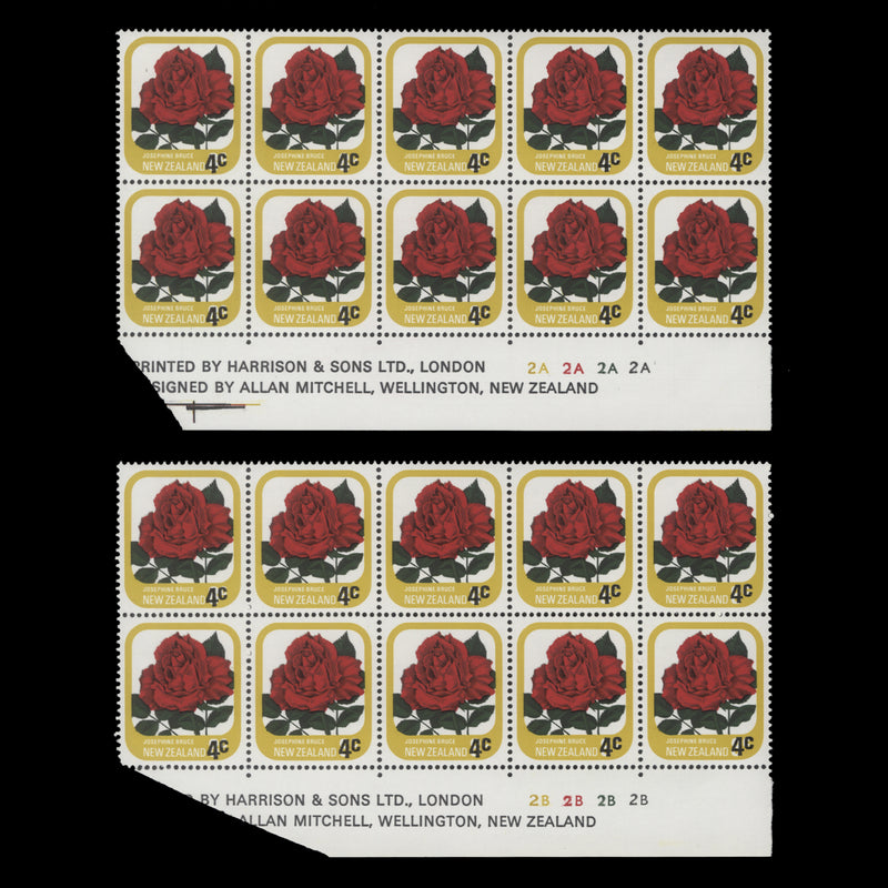 New Zealand 1979 (MNH) 4c/8c Josephine Bruce imprint/plate blocks