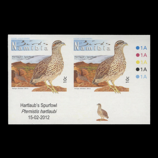 Namibia 2012 (Variety) 10c Hartlaub's Spurfowl imperforate plate pair