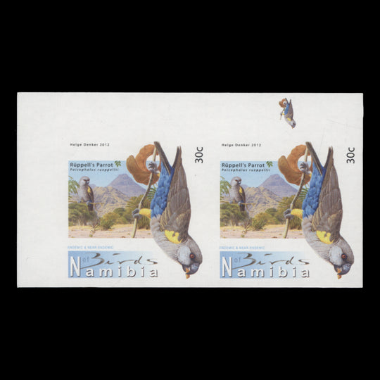 Namibia 2012 (Variety) 30c Rüppell's Parrot imperforate pair