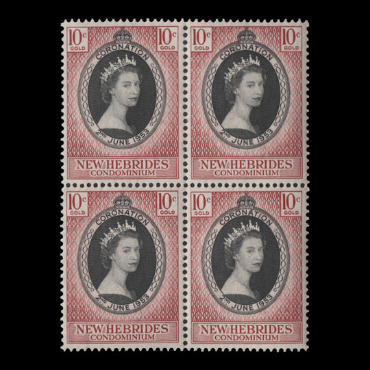 New Hebrides 1953 (MNH) 10c Coronation block