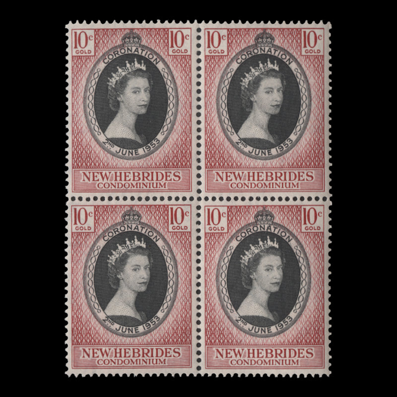 New Hebrides 1953 (MNH) 10c Coronation block