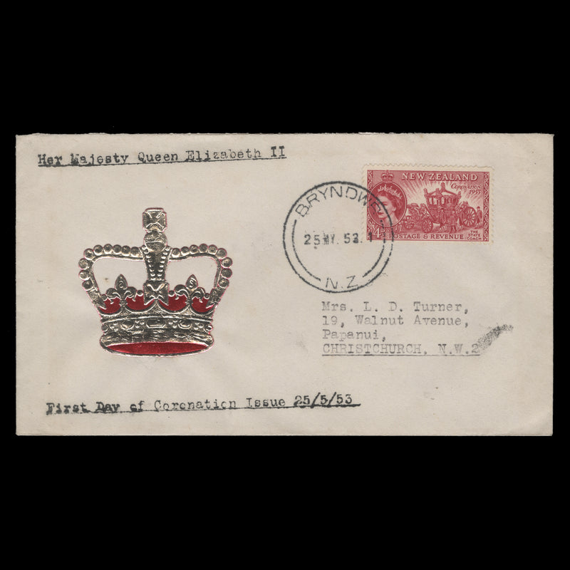 New Zealand 1953 Coronation first day cover, BRYNDWR