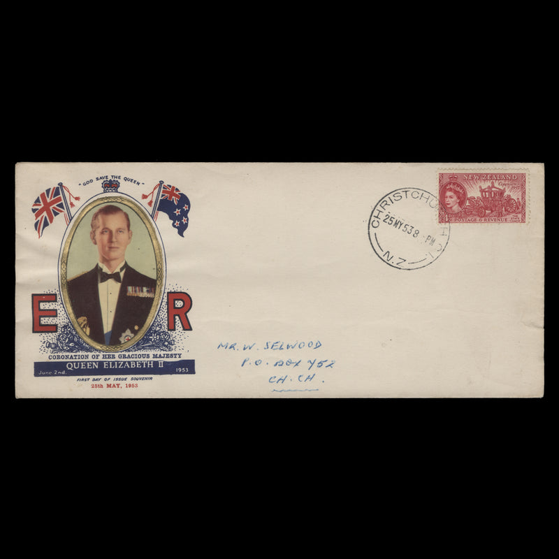 New Zealand 1953 Coronation first day cover, CHRISTCHURCH CI